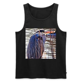 Graureiher am See - Naturfotografie Wildlife - Männer Premium Bio Tank Top - Schwarz - Vorne - AI Model Male 178 light (178cm)
