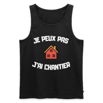 Je peux pas j’ai chantier humour bricolage maison - Débardeur bio Premium Homme - noir - Devant - Michal (187cm)