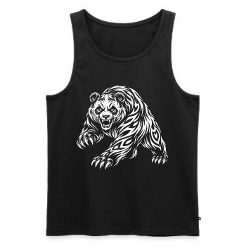 Wilder Panda – Tribal Bären Motiv - Männer Premium Bio Tank Top - Schwarz - Vorne - AI Model Male 178 light (178cm)
