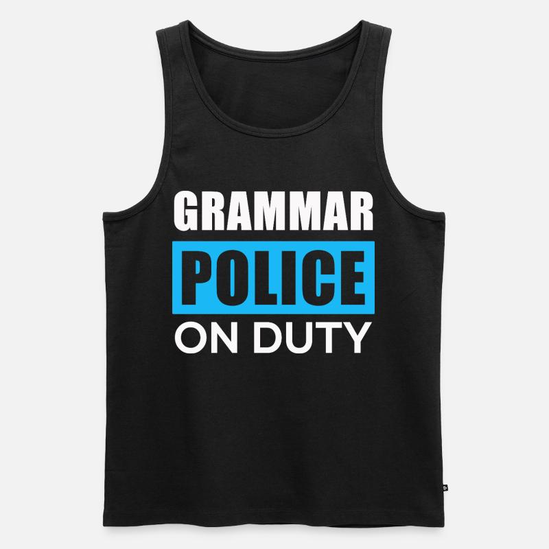 Grammatikpolizei im Einsatz - Männer Premium Bio Tank Top - Schwarz