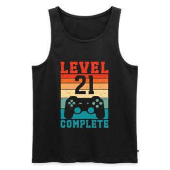 21st Birthday Level 21 Complete 21 Years Gamer - Men's Premium Organic Tank Top - black - Front - AI Model Male 178 light (178cm)