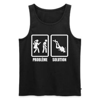 Humour couple problème solution plongée - Débardeur bio Premium Homme - noir - Devant - Michal (187cm)