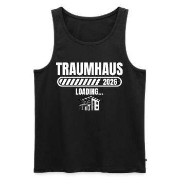 Hausbau 2026 Traumhaus loading Baugeber - Men's Premium Organic Tank Top - black - Front - Michal (187cm)