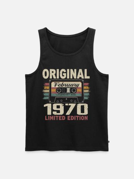 February 1970, February 1970 Birthday Gift - Men's Premium Organic Tank Top - black