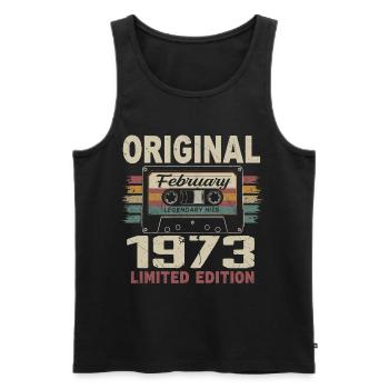 February 1973, February 1973 Birthday Gift - Men's Premium Organic Tank Top - black - Front - Michal (187cm)
