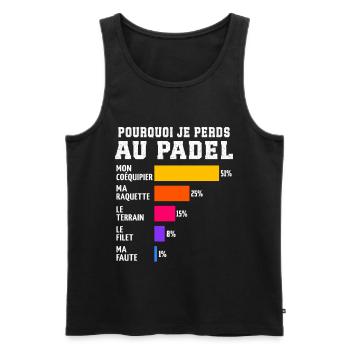 Warum ich bei Padel Padel Padelist Gift verliere - Männer Premium Bio Tank Top - Schwarz - Vorne - Michal (187cm)