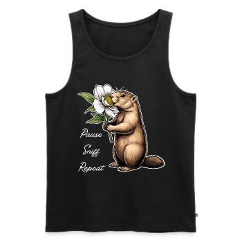 Murmeltier: Pause, Schnuppern, Weitermachen - Männer Premium Bio Tank Top - Schwarz - Vorne - AI Model Male 178 light (178cm)