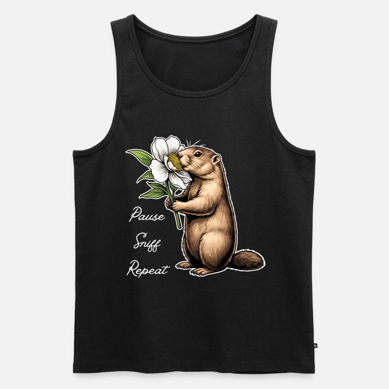 Murmeltier: Pause, Schnuppern, Weitermachen - Männer Premium Bio Tank Top - Schwarz