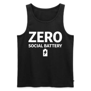 Zero Social Battery Battery Empty Introvert - Men's Premium Organic Tank Top - black - Front - AI Model Male 178 light (178cm)