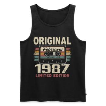 February 1987, February 1987 Birthday Gift - Men's Premium Organic Tank Top - black - Front - Michal (187cm)