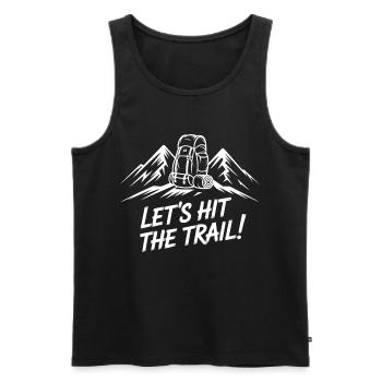 Aventure en sentier : randonnée en montagne - Débardeur bio Premium Homme - noir - Devant - AI Model Male 178 light (178cm)