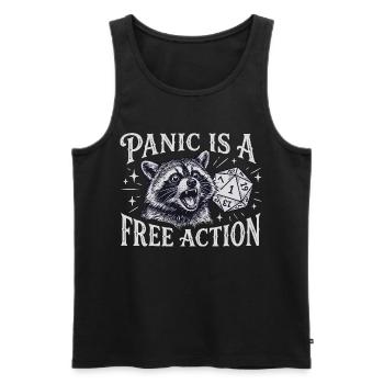 La panique est une action libre – Raccoon D20 Design - Débardeur bio Premium Homme - noir - Devant - AI Model Male 178 light (178cm)