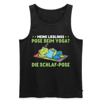 Yoga Frog – My Favorite Pose: Sleeping - Men's Premium Organic Tank Top - black - Front - AI Model Male 178 light (178cm)