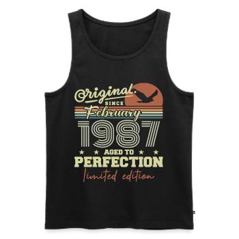 Birthday February 1987 - Men's Premium Organic Tank Top - black - Front - Michal (187cm)