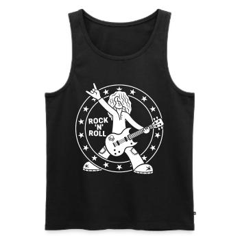 Cartoon Rock 'n' Roll Guitarist - Men's Premium Organic Tank Top - black - Front - Michal (187cm)