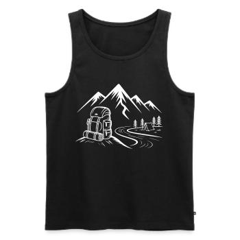 Mountain Trail Hiking Adventure - Men's Premium Organic Tank Top - black - Front - AI Model Male 178 light (178cm)