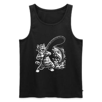 Lustige Katze Fisch Angeln Angler - Männer Premium Bio Tank Top - Schwarz - Vorne - AI Model Male 178 light (178cm)