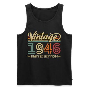 Vintage 1946 Vintage Birthday Retro Gift - Men's Premium Organic Tank Top - black - Front - Michal (187cm)