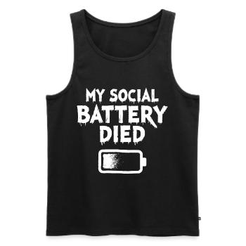 My Social Battery Died Introvertiert Statement - Männer Premium Bio Tank Top - Schwarz - Vorne - AI Model Male 178 light (178cm)