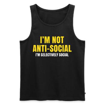Énoncé social sélectif - Débardeur bio Premium Homme - noir - Devant - Michal (187cm)