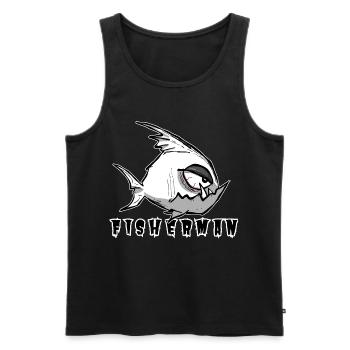 Lustiges Angler Motiv im Cartoon Stil, Fisherman - Männer Premium Bio Tank Top - Schwarz - Vorne - AI Model Male 178 light (178cm)