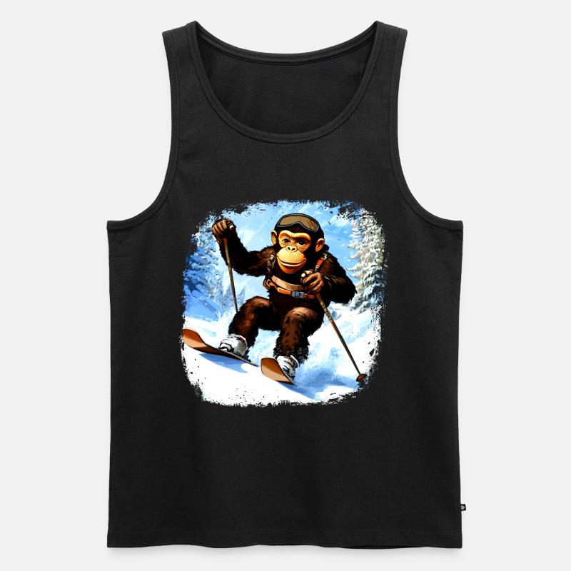 Affen Ski - Männer Premium Bio Tank Top - Schwarz