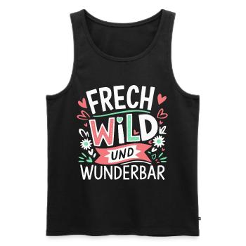 Cheeky, wild and wonderful - colourful design - Men's Premium Organic Tank Top - black - Front - AI Model Male 178 light (178cm)