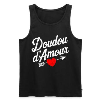 Doudou D'amour Saint valentin Couple - Débardeur bio Premium Homme - noir - Devant - AI Model Male 178 light (178cm)