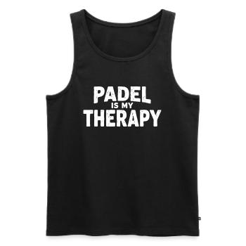 Padel is my Therapy Sportler Statement - Männer Premium Bio Tank Top - Schwarz - Vorne - Michal (187cm)