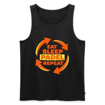Déclaration d’athlète récurrent Eat Sleep Padel - Débardeur bio Premium Homme - noir - Devant - Michal (187cm)