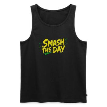 SMASH THE DAY Motivation für Padel und Tennis - Männer Premium Bio Tank Top - Schwarz - Vorne - Michal (187cm)