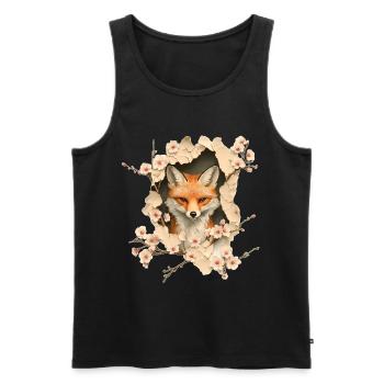 Fuchs mit Kirschblüten - Männer Premium Bio Tank Top - Schwarz - Vorne - AI Model Male 178 light (178cm)