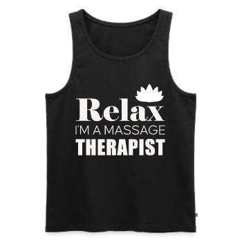Relax Massage Therapist Logo Shirt - Men's Premium Organic Tank Top - black - Front - Michal (187cm)