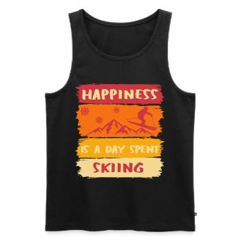 Happiness is a day spent Skiing - Ski happy - Männer Premium Bio Tank Top - Schwarz - Vorne - Michal (187cm)