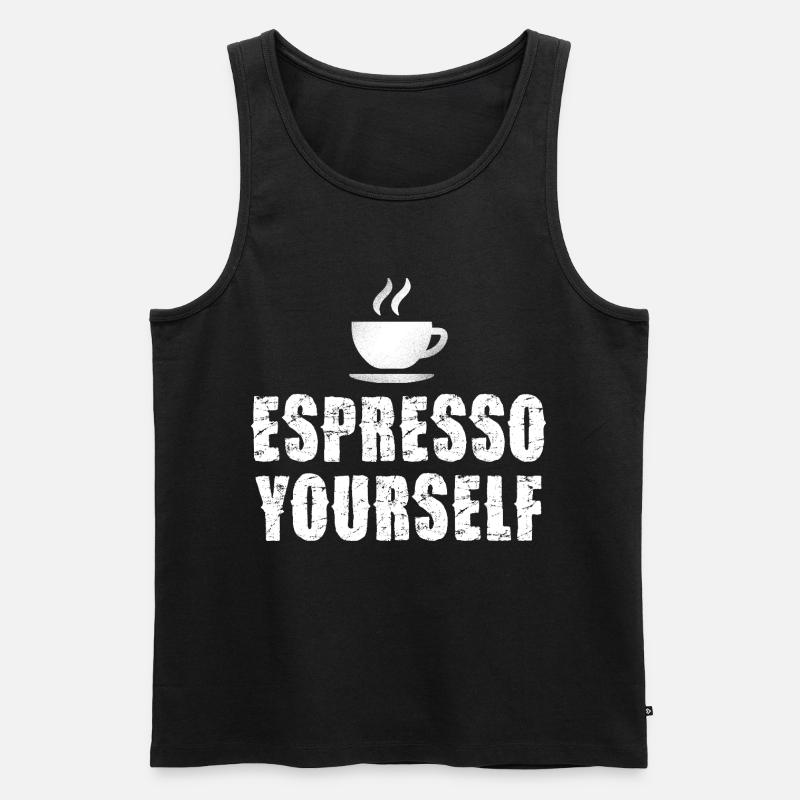 Espresso Yourself Typographic Cup - Männer Premium Bio Tank Top - Schwarz