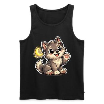 Mondnacht Wolfchen Cuddly Paw - Men's Premium Organic Tank Top - black - Front - AI Model Male 178 light (178cm)