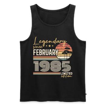 Février 1985 anniversaire 1985 légendes Février - Débardeur bio Premium Homme - noir - Devant - Michal (187cm)