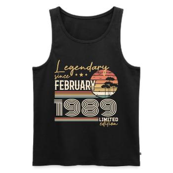 February 1989 Anniversary 1989 Legends February - Men's Premium Organic Tank Top - black - Front - AI Model Male 178 light (178cm)