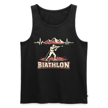Biathlon Heartbeat ECG Winter Sports Fan - Men's Premium Organic Tank Top - black - Front - Michal (187cm)