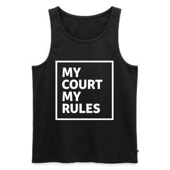 My Court My Rules Padel Tennis Statement - Männer Premium Bio Tank Top - Schwarz - Vorne - Michal (187cm)