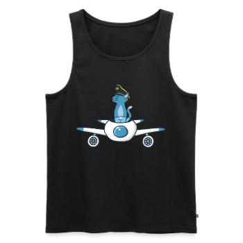 Flugzeugpilot Katze - Männer Premium Bio Tank Top - Schwarz - Vorne - AI Model Male 178 light (178cm)