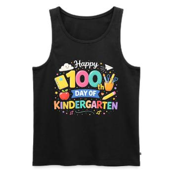 100. Tag Kindergarten Jubel - Männer Premium Bio Tank Top - Schwarz - Vorne - AI Model Male 178 light (178cm)