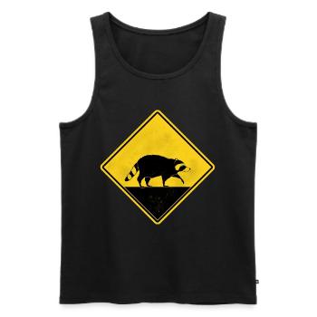 Raccoon Yellow Traffic Sign - Men's Premium Organic Tank Top - black - Front - Michal (187cm)