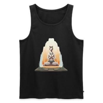 Méditation du Lama sur la Montagne - Débardeur bio Premium Homme - noir - Devant - Michal (187cm)