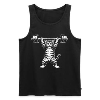 Gewichtheber Fitness Kraftsport Bodybuilder - Männer Premium Bio Tank Top - Schwarz - Vorne - Michal (187cm)
