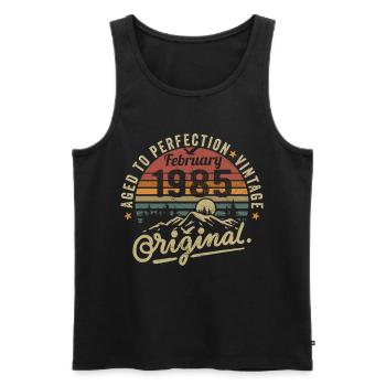 February 1985 - Men's Premium Organic Tank Top - black - Front - Michal (187cm)