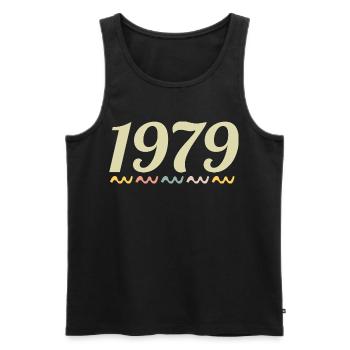 1979 - Men's Premium Organic Tank Top - black - Front - AI Model Male 178 light (178cm)