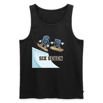 67 Six Seven Meme Snowboarding Funny - Men's Premium Organic Tank Top - black - Front - AI Model Male 178 light (178cm)