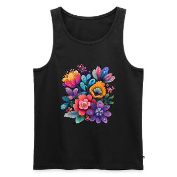 Flowers Colorful Blossoms Floral Garden - Men's Premium Organic Tank Top - black - Front - Michal (187cm)