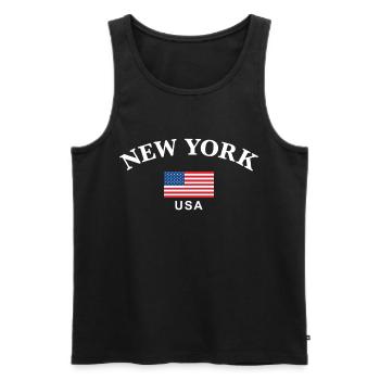 New York, États-Unis - Débardeur bio Premium Homme - noir - Devant - Michal (187cm)